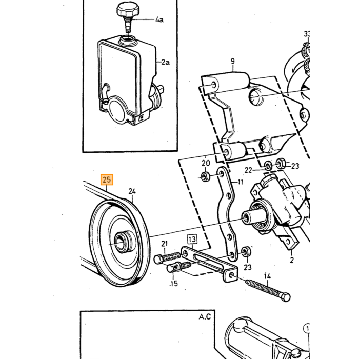Volvo Courroie d'entraînement Pompe de direction assistée sans courant alternatif Volvo 240 - 260 - 740 - 760 Volvo piece no 973538