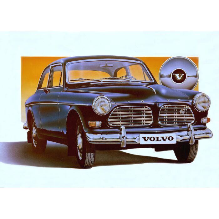 Affiche Volvo Amazon bleue rétro airbrush, produit Volvo onderdeel nr posteramaair