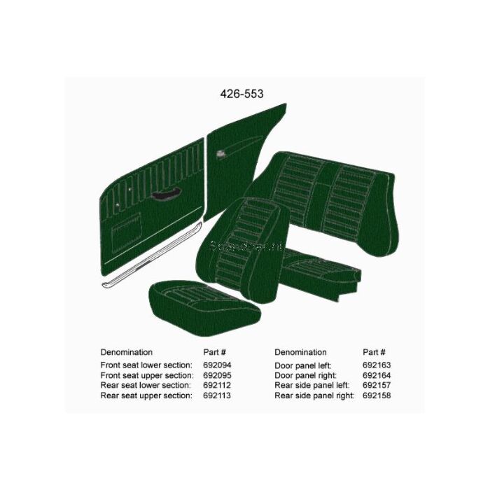 Bekleding Amazon 2D zijpaneel cover Rechtsachter groen 426-553 zie set 692157-58