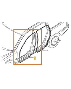 Rubber portier voor op carrosserie  v70 s60 XC70 voor linksvoor of rechtsvoor bruikbaar S60 (-2009)  V70 P26  XC70 (2001-2007)   in sponning