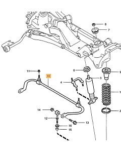 Veerbevestiging Veerschotel Achter 2WD zonder Nivomat Volvo 850 - S70 - V70 - C70