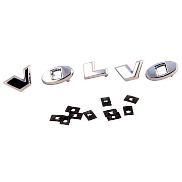 Letterset VOLVO zilver Amazon motorkap +P1800 koffer origineel +clips