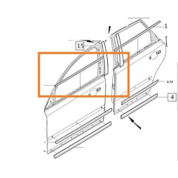 Schraaplijst portierruit V50 S40 rechts voor (31253001)