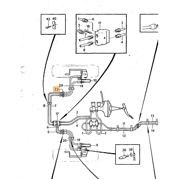 Support de montage de durite de frein Volvo 140 à droite pour pièce Volvo nr 677658