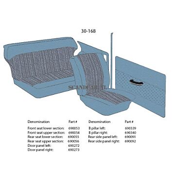 Bekleding PV544 B stijl links blauw 1960-1961