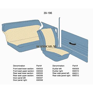 Bekleding PV544 B stijl links blauw 39-196 1962