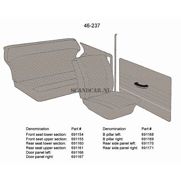 Revêtement Volvo PV544 B style gauche gris 49-239 pièce Volvo nr 691168