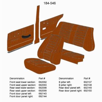 Volvo Revêtement Amazon 4D B style panneau gauche marron 1966-1968 184-546 SET incl droite 692138 pièce Volvo nr 692137