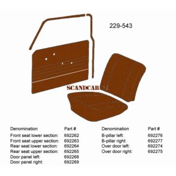 Habillage Volvo Duett 210 B style droit brun 230-544 1966-1968 numéro de pièce Volvo 692277