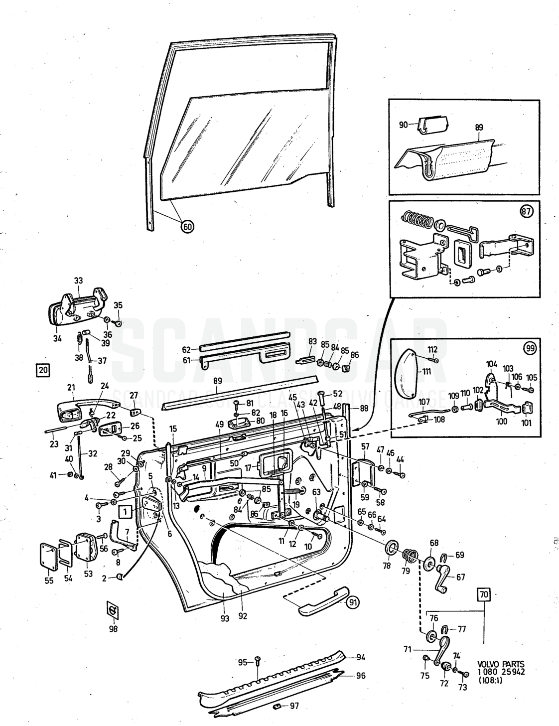 Autres pièces, page 577 - vue éclatée, Volvo série 140 jusqu’à 1972