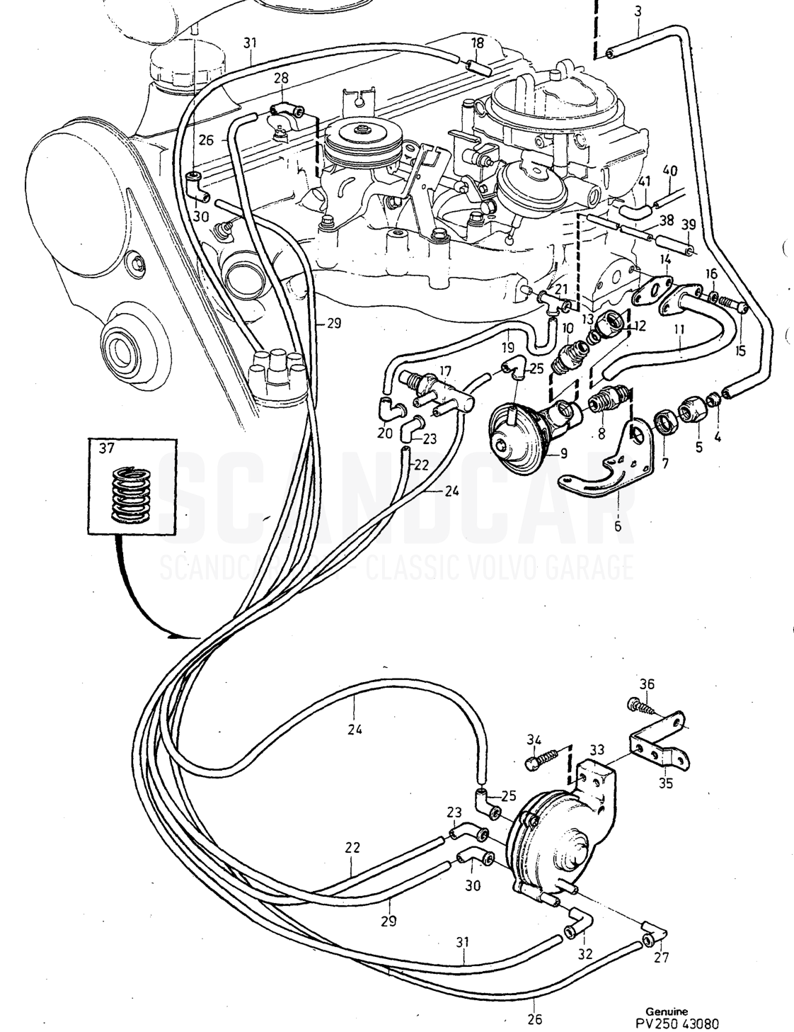 Moteur, page 214 - vue éclatée, Volvo série 240 à partir de 1988