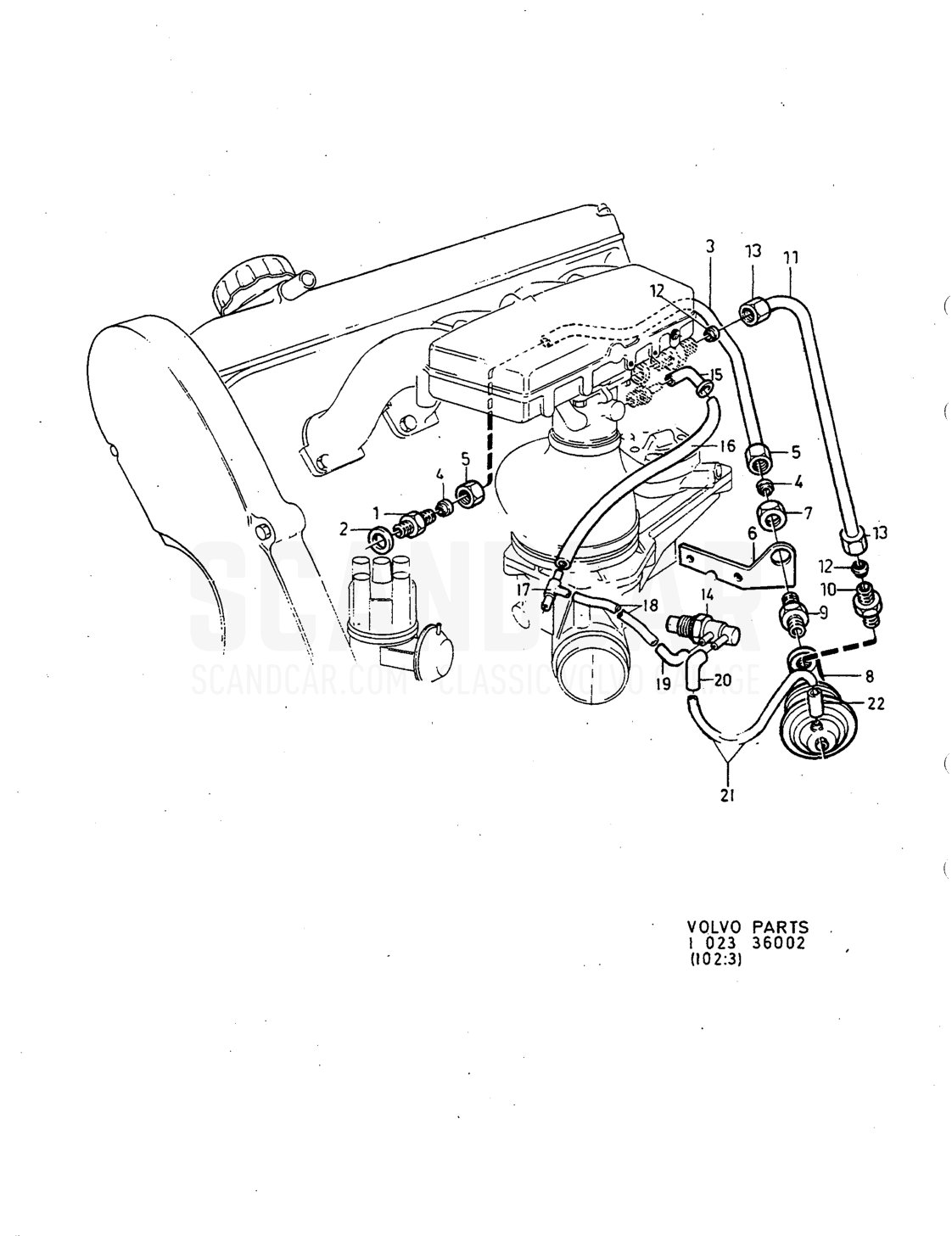 Moteur, page 226 - vue éclatée, Volvo série 240 à partir de 1988
