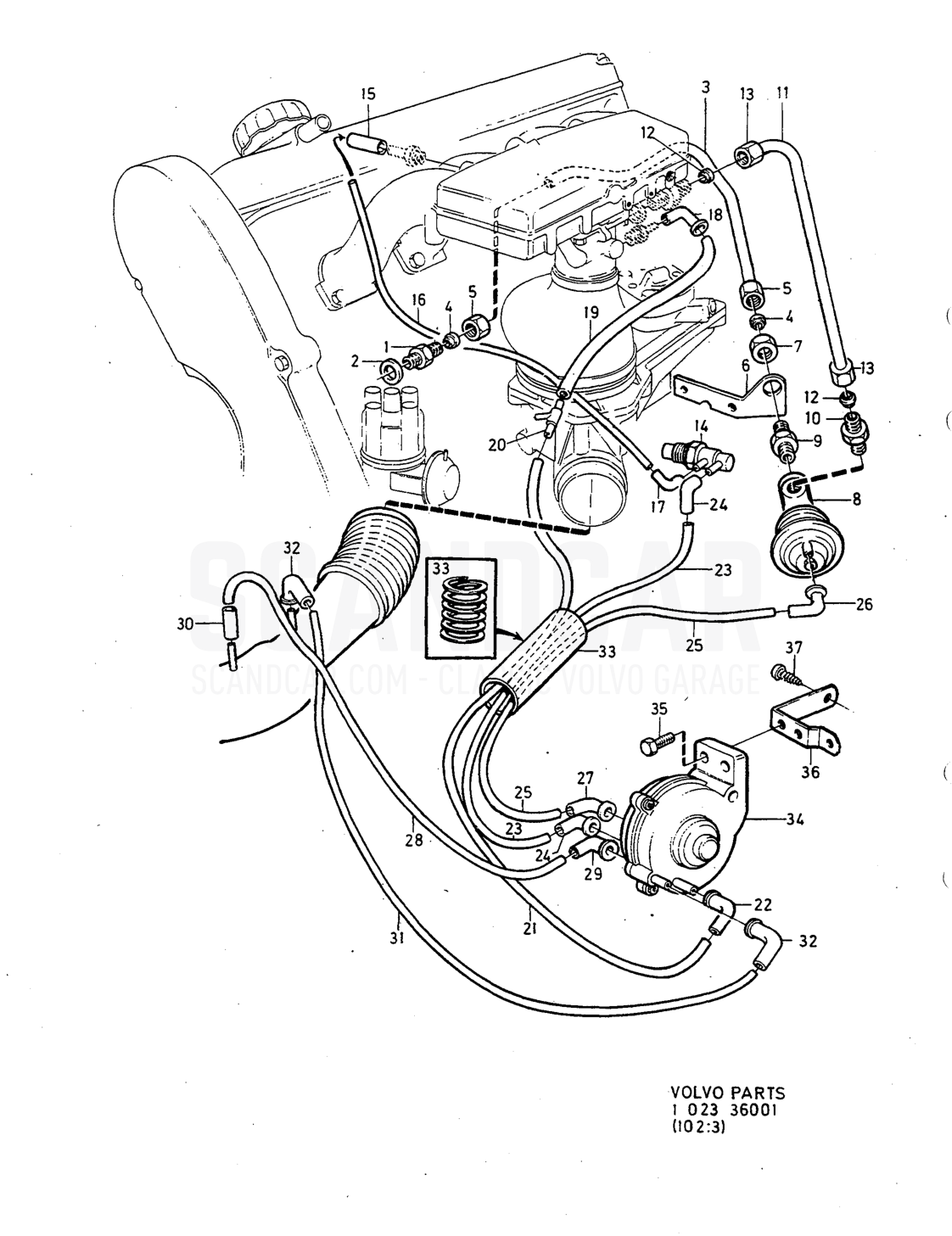 Moteur, page 228 - vue éclatée, Volvo série 240 à partir de 1988