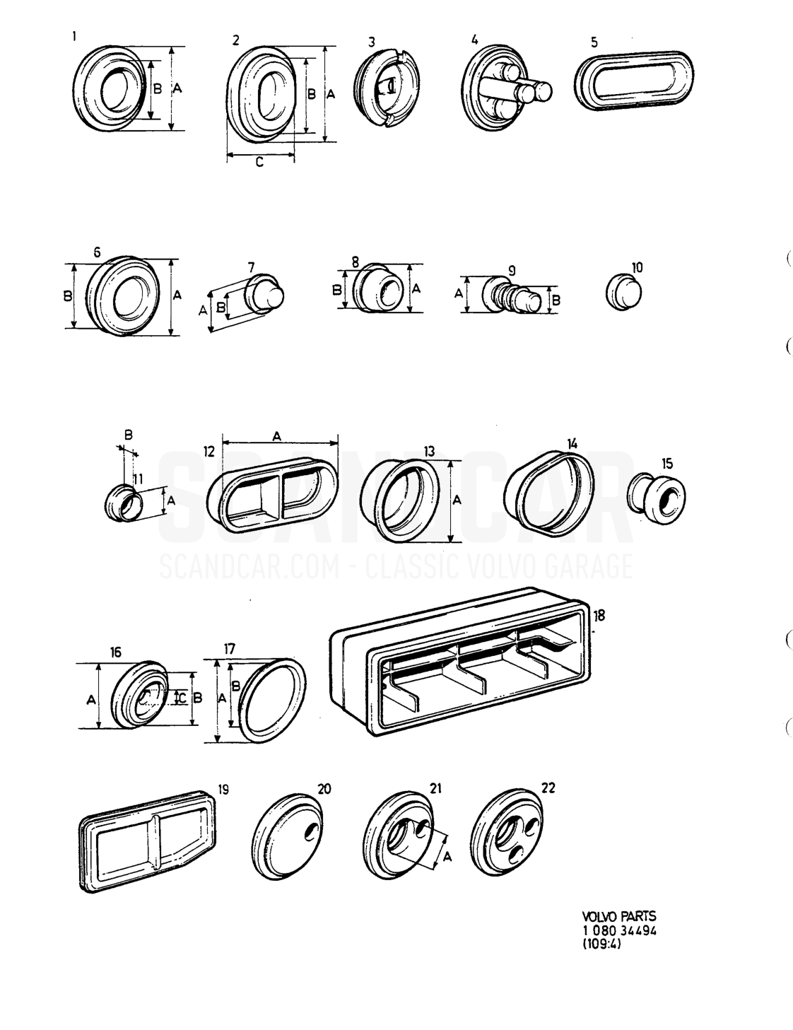 DICHTUNGSMATERIAL KAROSSERIE - vue éclatée, Carrosserie et intérieur, Volvo série 740-760 jusqu’à 1984