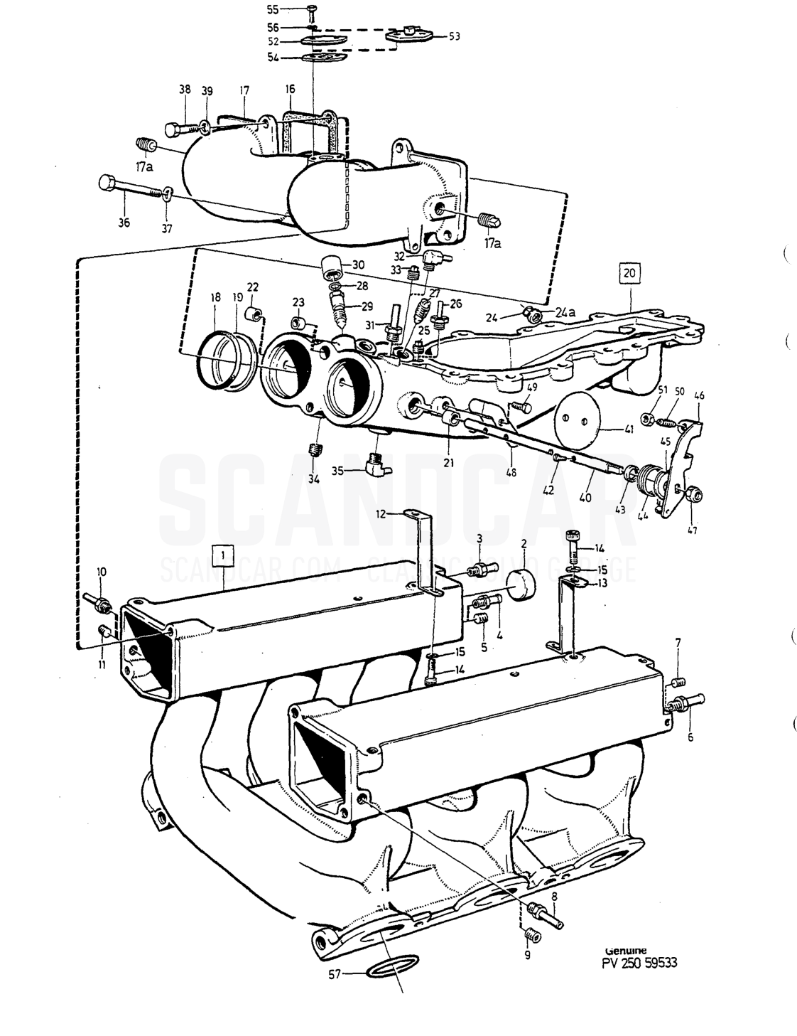 EINLASSROHR - vue éclatée, Moteur, Volvo série 740-760 jusqu’à 1984