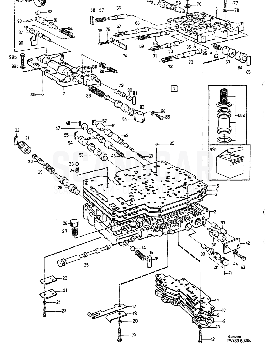 STEUERSYSTEM - vue éclatée, Transmission, Volvo série 740-760 jusqu’à 1984
