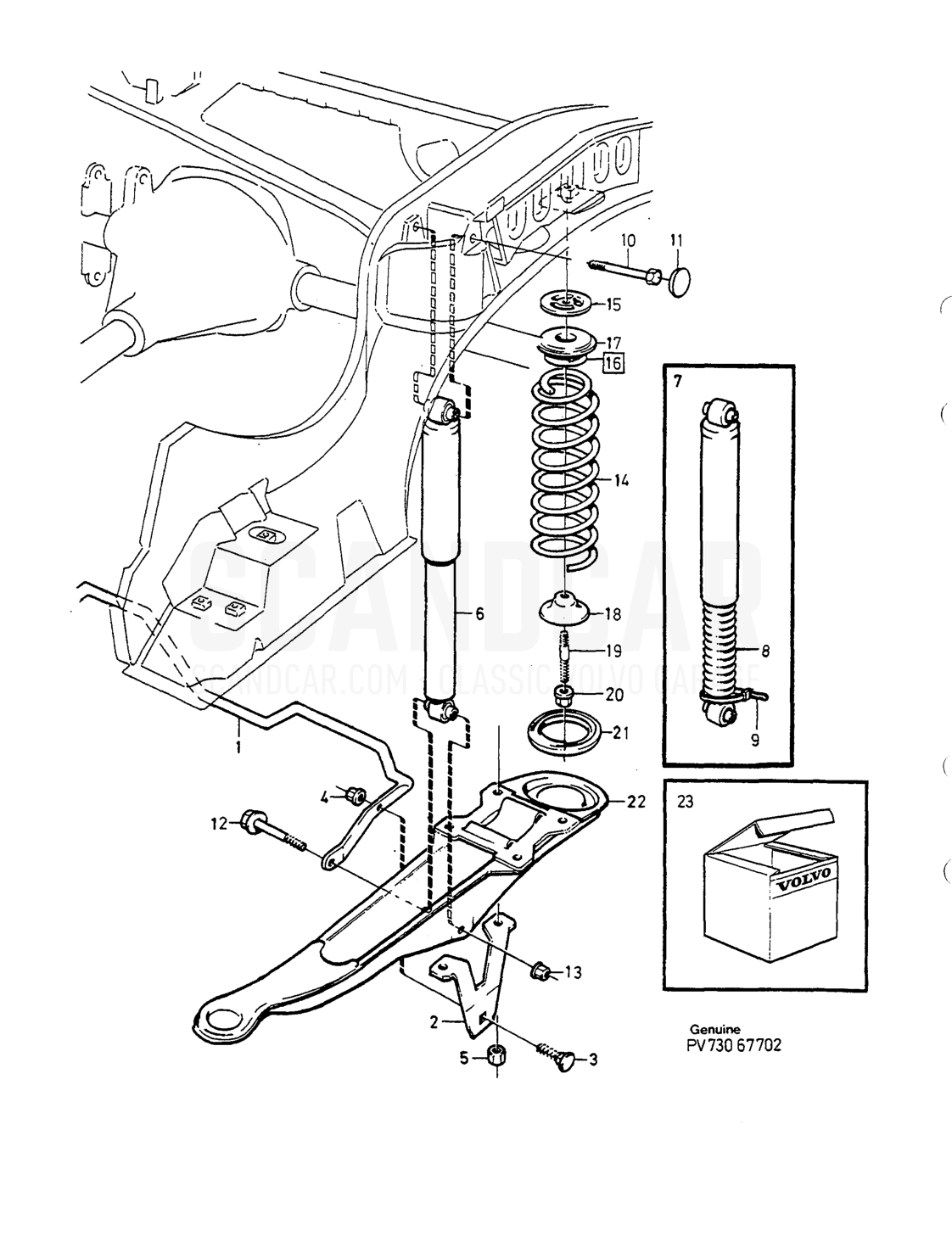 FEDERUNG HINTEN - vue éclatée, Suspension - Direction, Volvo série 740-760 jusqu’à 1984