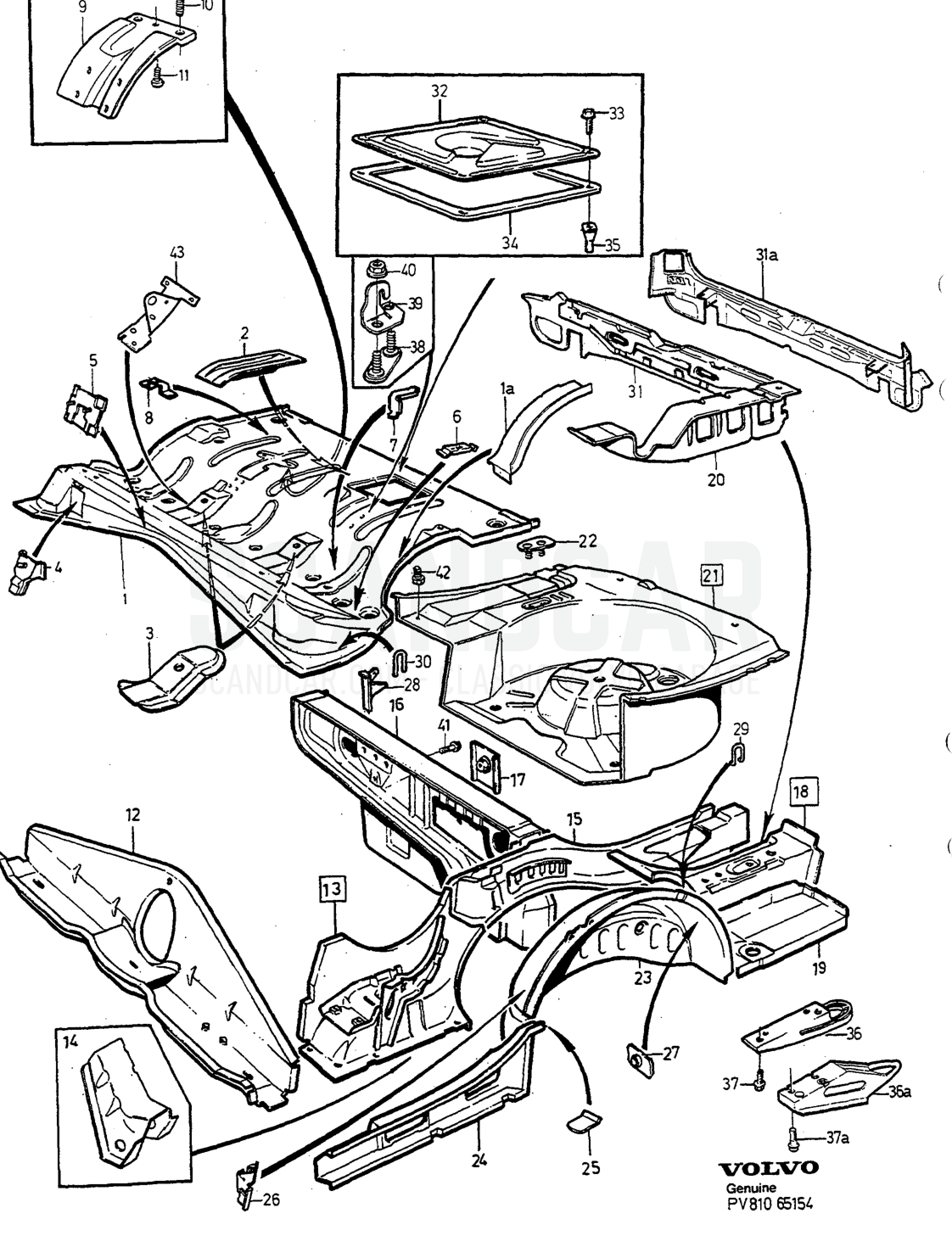 Carrosserie et intérieur, page 1194 - vue éclatée, Volvo série 940-960 à partir de 1994