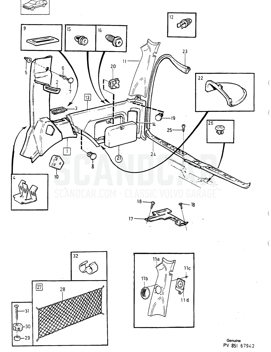 Carrosserie et intérieur, page 1618 - vue éclatée, Volvo série 940-960 à partir de 1994