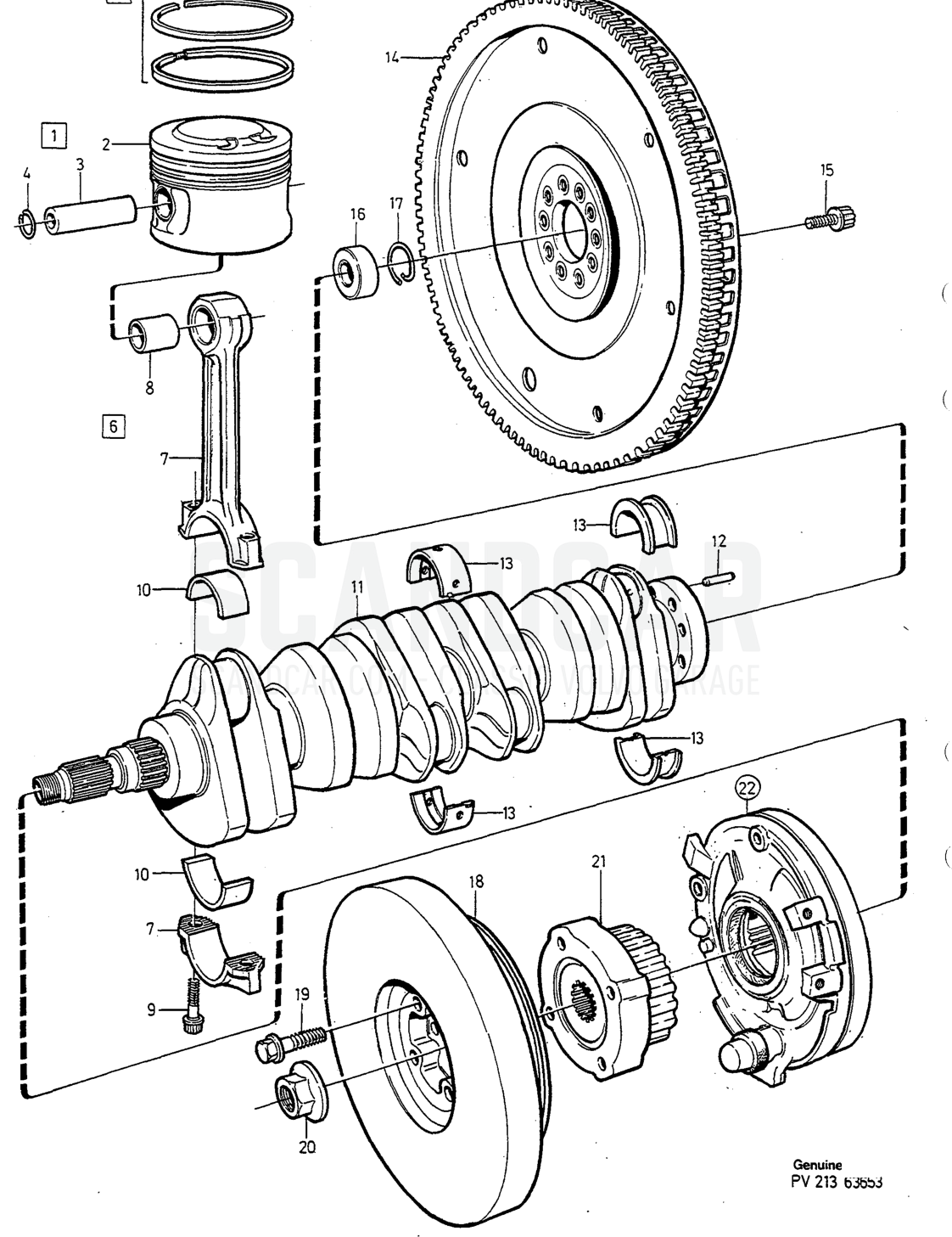 Moteur, page 170 - vue éclatée, Volvo série 940-960 à partir de 1994