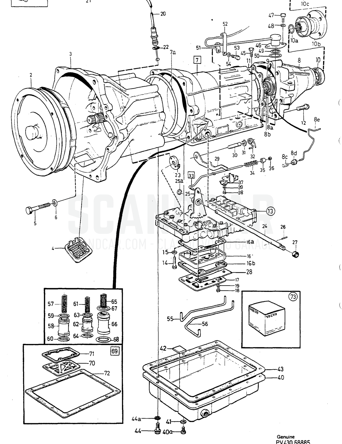 Transmission, page 866 - vue éclatée, Volvo série 940-960 à partir de 1994