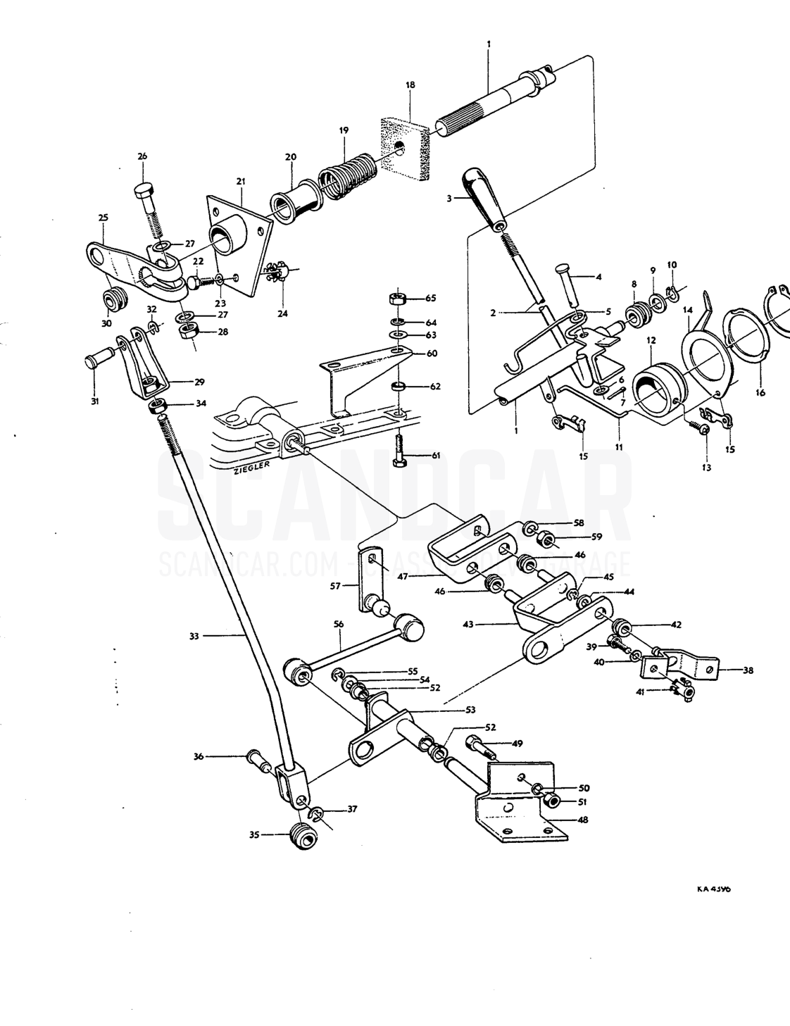 Prapeller shafts, center bearing - vue éclatée, Transmission - Essieu arrière, Volvo Amazon B18