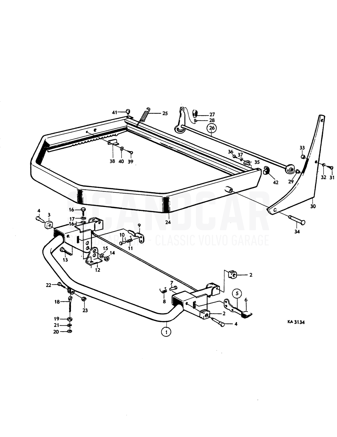 front seat mountings,int prod - vue éclatée, Carrosserie, Volvo Amazon B18