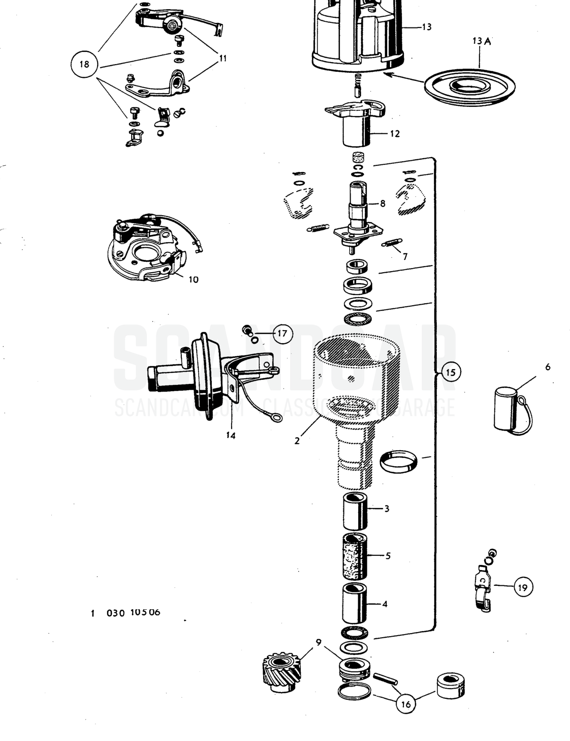 Distributor, Illustration Sats Kit - vue éclatée, Équipement électrique, Volvo P1800