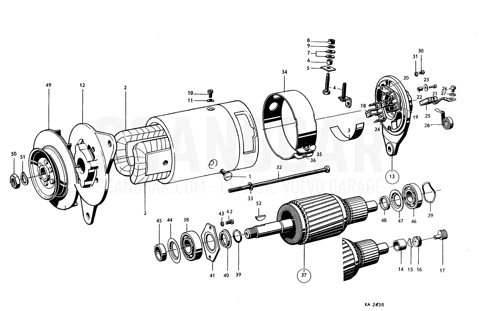 Generator - vue éclatée, Autres pièces, Volvo PV544 / P210 B16