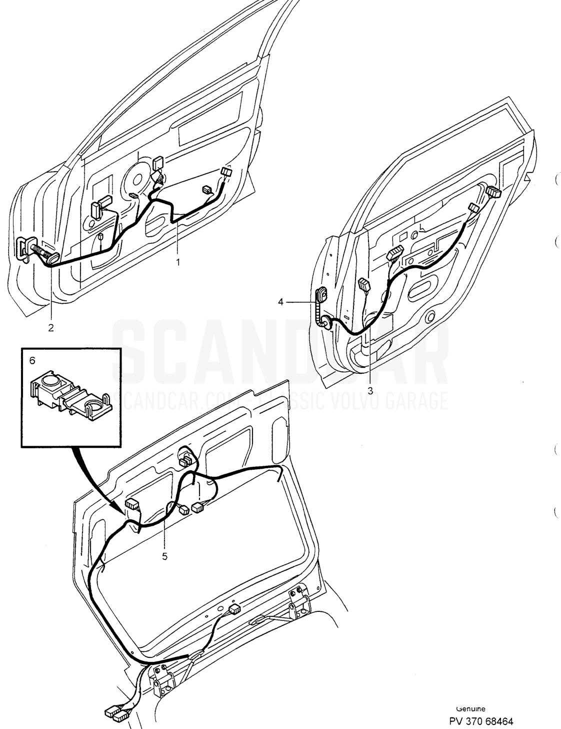 CABLE HARNESS REAR SYSTEM - vue éclatée, Équipement électrique, Volvo série S40/V40 à partir de 1996