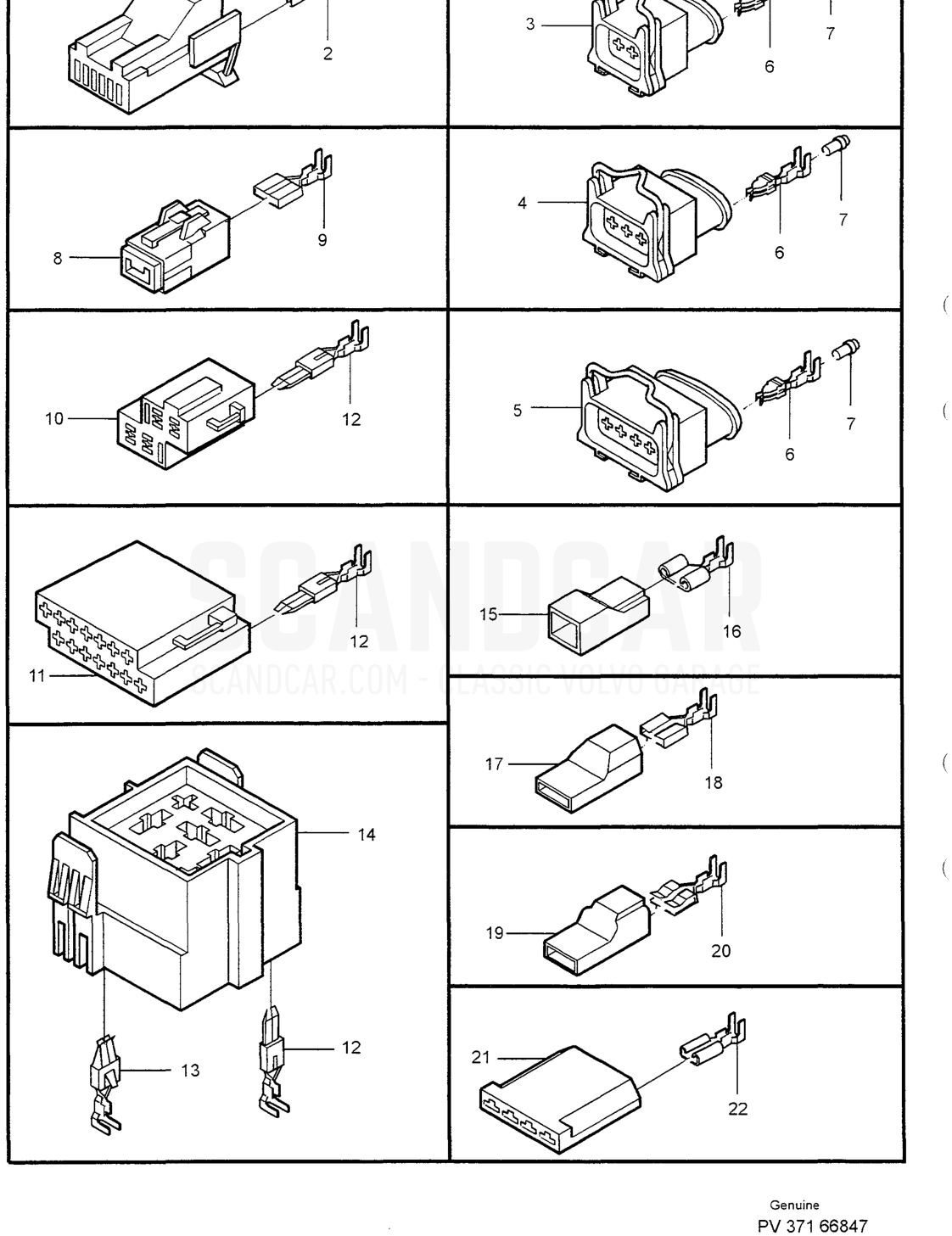 CONTACTS - vue éclatée, Équipement électrique, Volvo série S40/V40 à partir de 1996