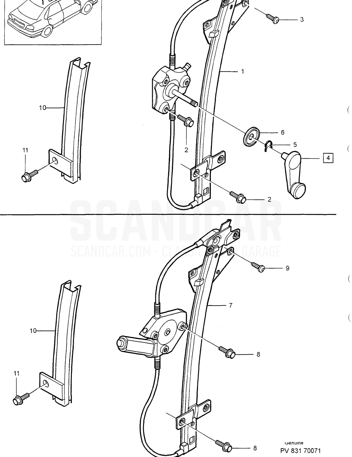 REAR DOOR LOCKING SYSTEM - vue éclatée, Carrosserie, Volvo série S40/V40 à partir de 1996